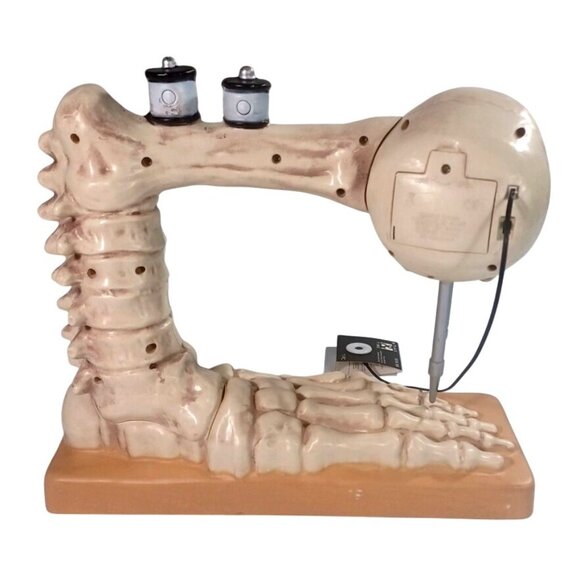 New Halloween Animated LED Skeleton TALKING Skull Sewing Machine NWT - Picture 10 of 10